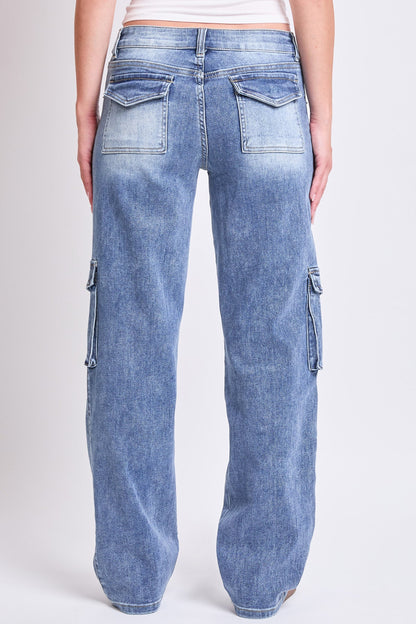 Women's High Rise Skater Cargo Jeans in M Medium Blue view 4 - High-Waisted - Women High Jeans (bottom)