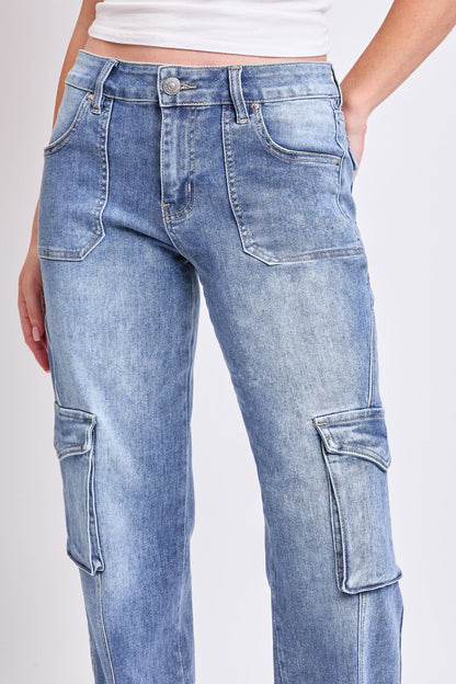 Women's High Rise Skater Cargo Jeans in M Medium Blue view 5 - High-Waisted - Women High Jeans (bottom)