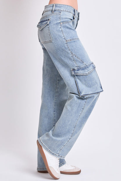 Women's High Rise Skater Cargo Jeans in RT Tinted Olympic Blue view 10 - High-Waisted - Women High Jeans (bottom)
