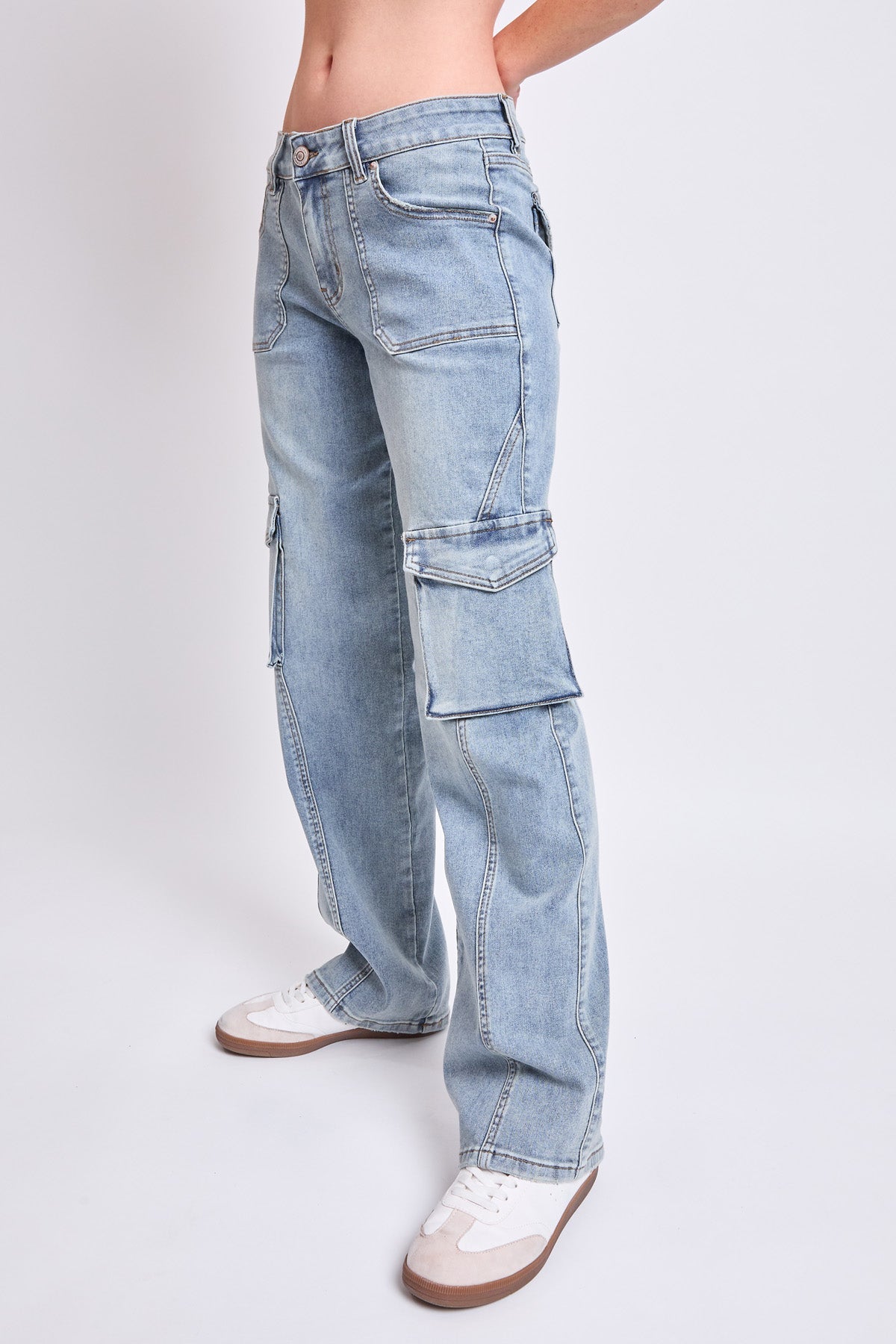 Women's High Rise Skater Cargo Jeans in RT Tinted Olympic Blue view 13 - High-Waisted - Women High Jeans (bottom)