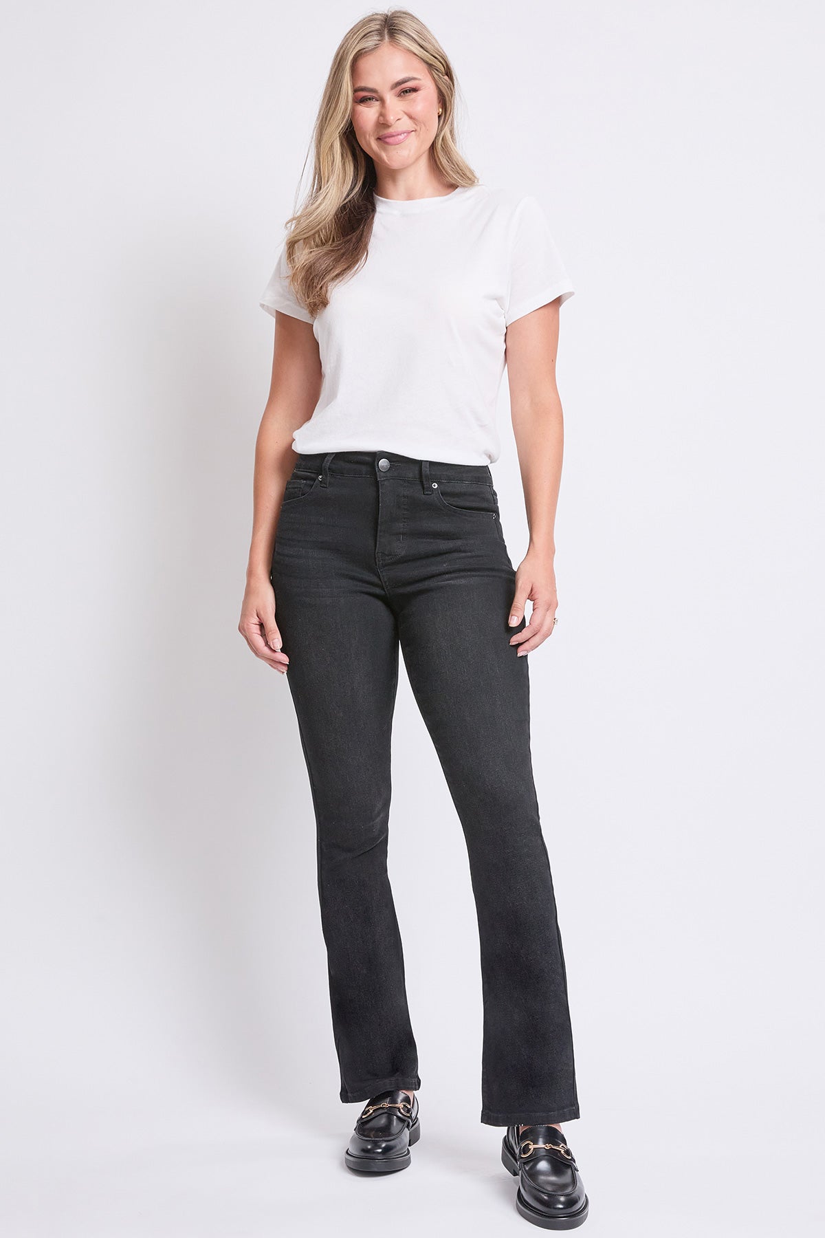 Women's High Rise Slim Bootcut Jeans in W Black - High-Waisted - Women High Jeans (bottom)