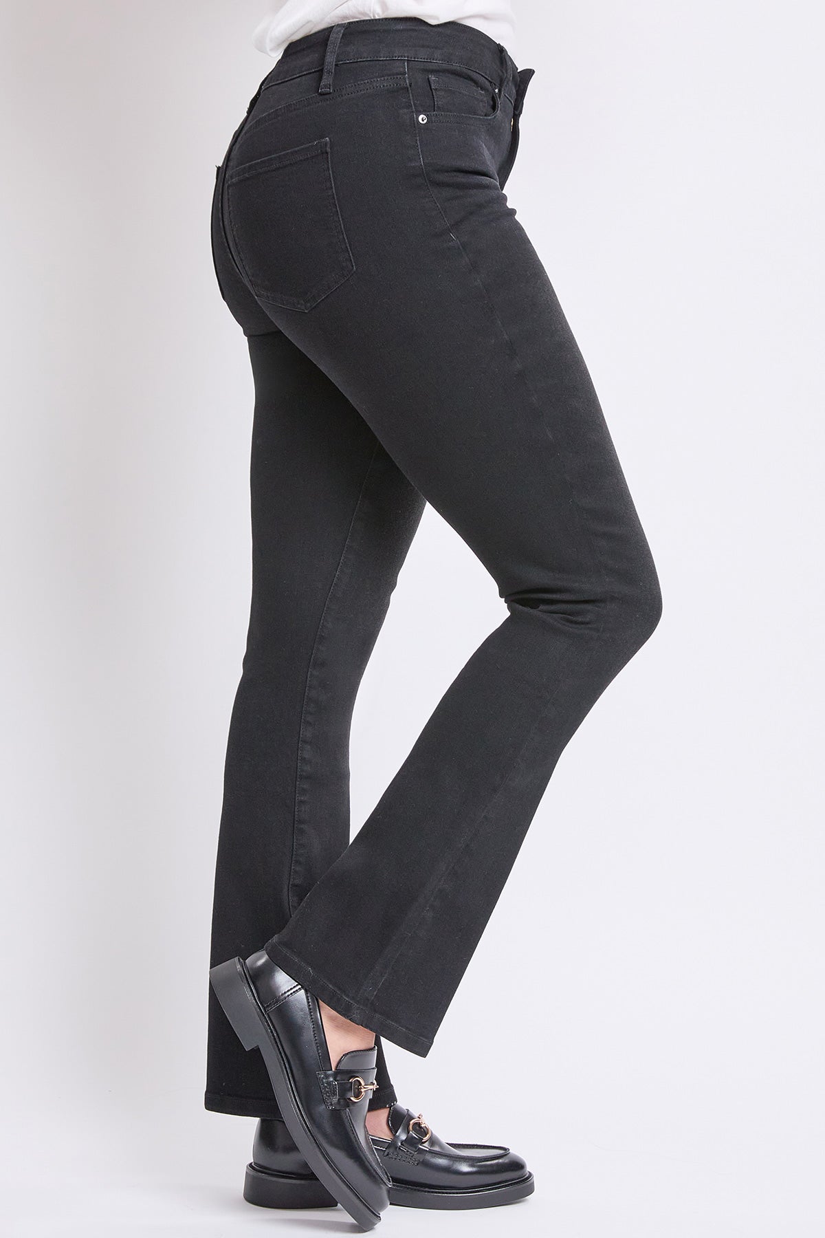Women's High Rise Slim Bootcut Jeans in W Black view 3 - High-Waisted - Women High Jeans (bottom)