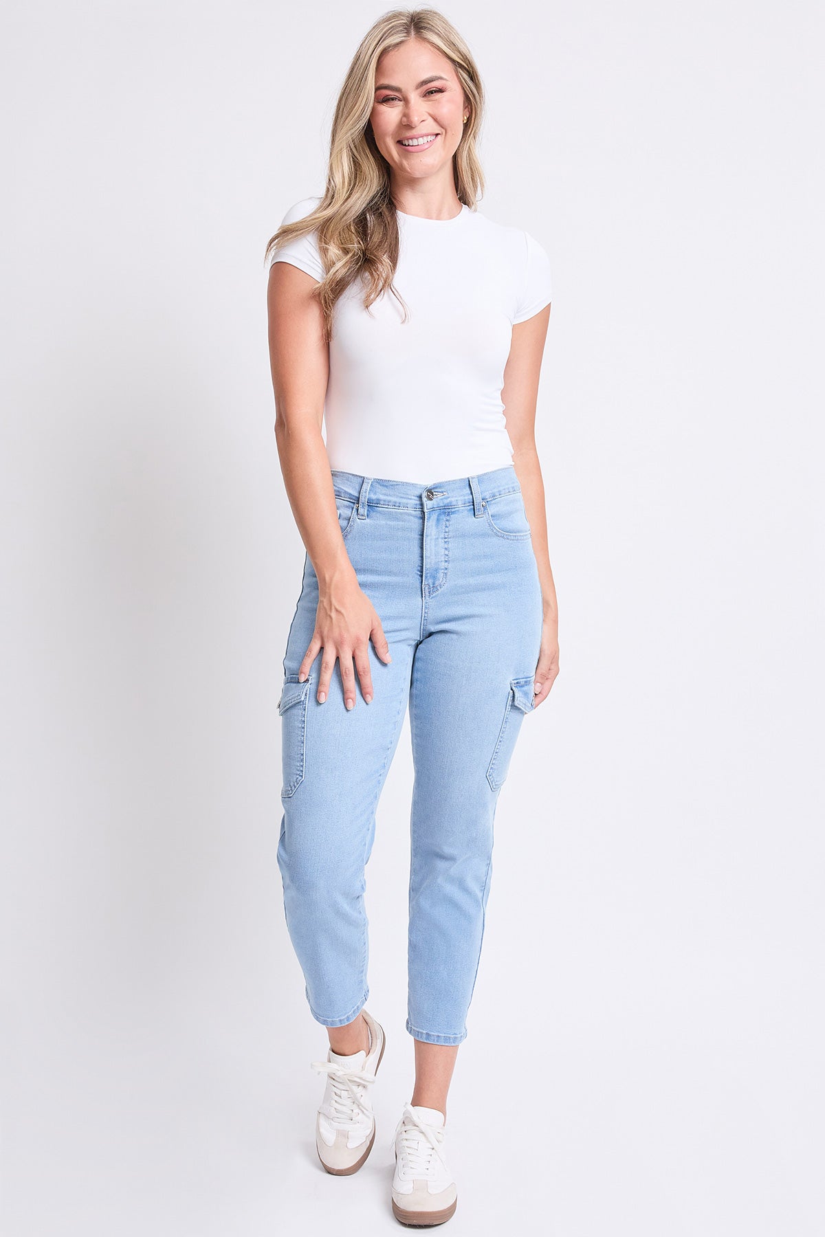 Women's High Rise Slim Straight Cargo Jeans view 12 - High-Waisted - Women High Jeans (bottom)