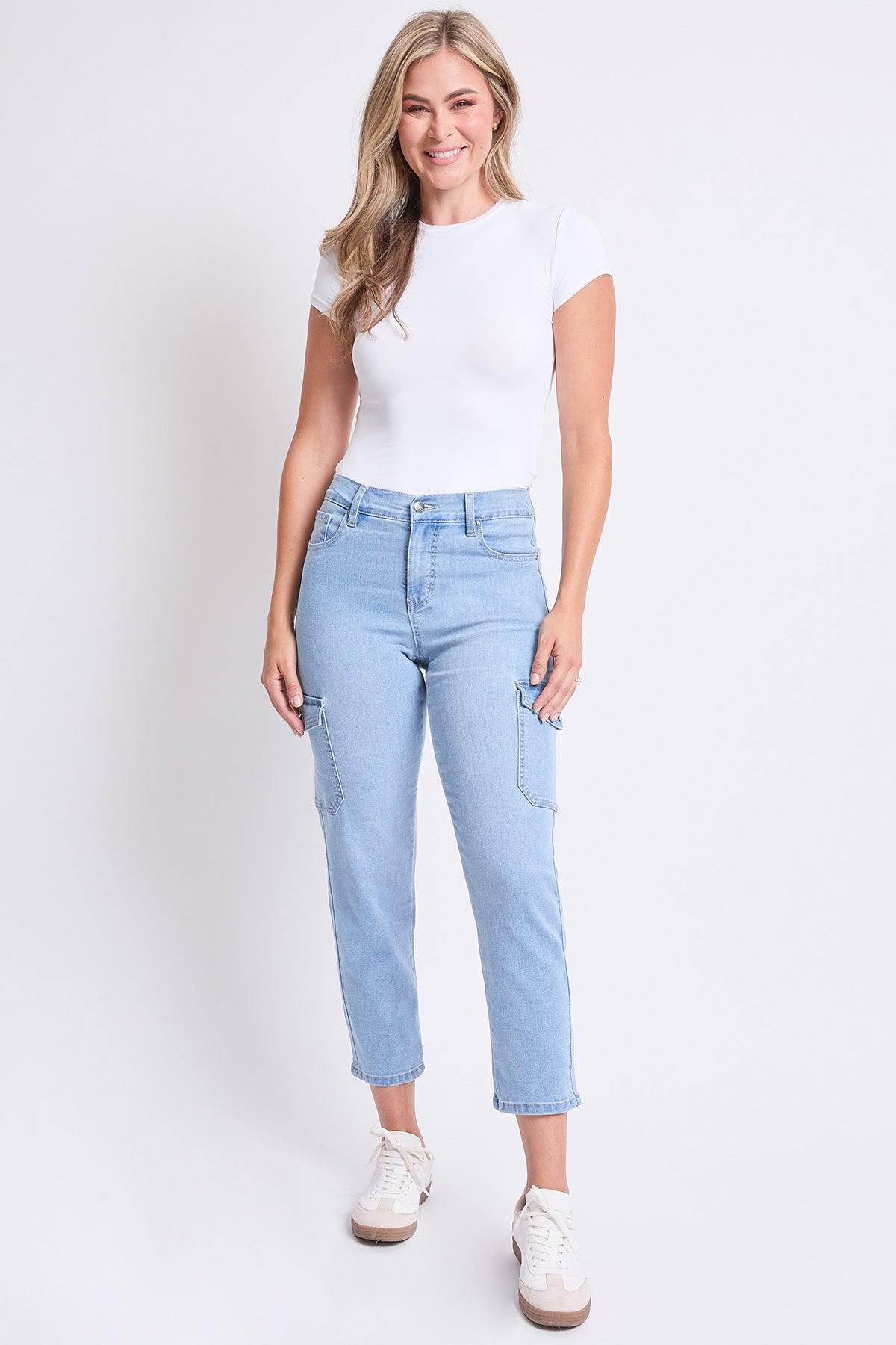 Women's High Rise Slim Straight Cargo Jeans view 9 - High-Waisted - Women High Jeans (bottom)