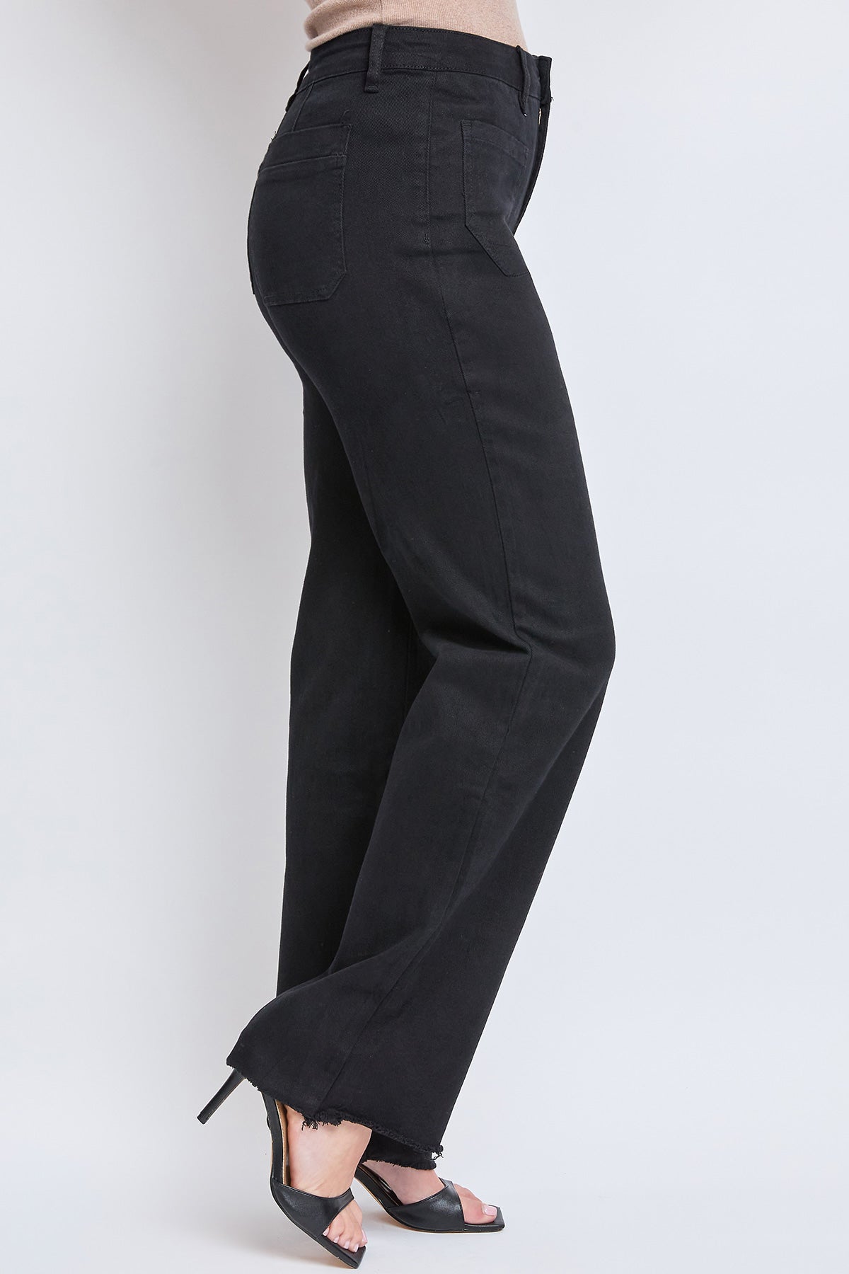 Women's High Rise Snip to Fit Wide Leg Pant in Black view 2 - High-Waisted - Women High Panties (bottom)