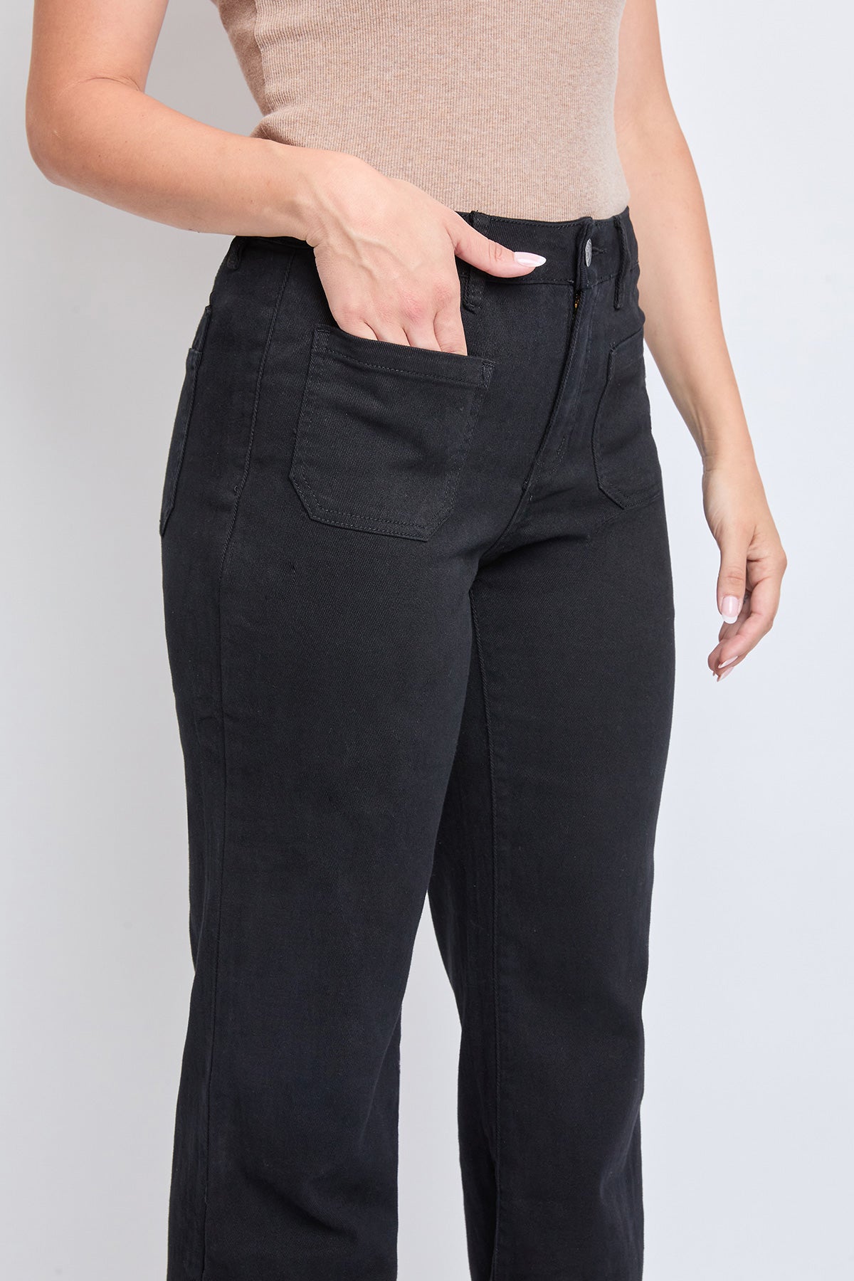 Women's High Rise Snip to Fit Wide Leg Pant in Black view 3 - High-Waisted - Women High Panties (bottom)