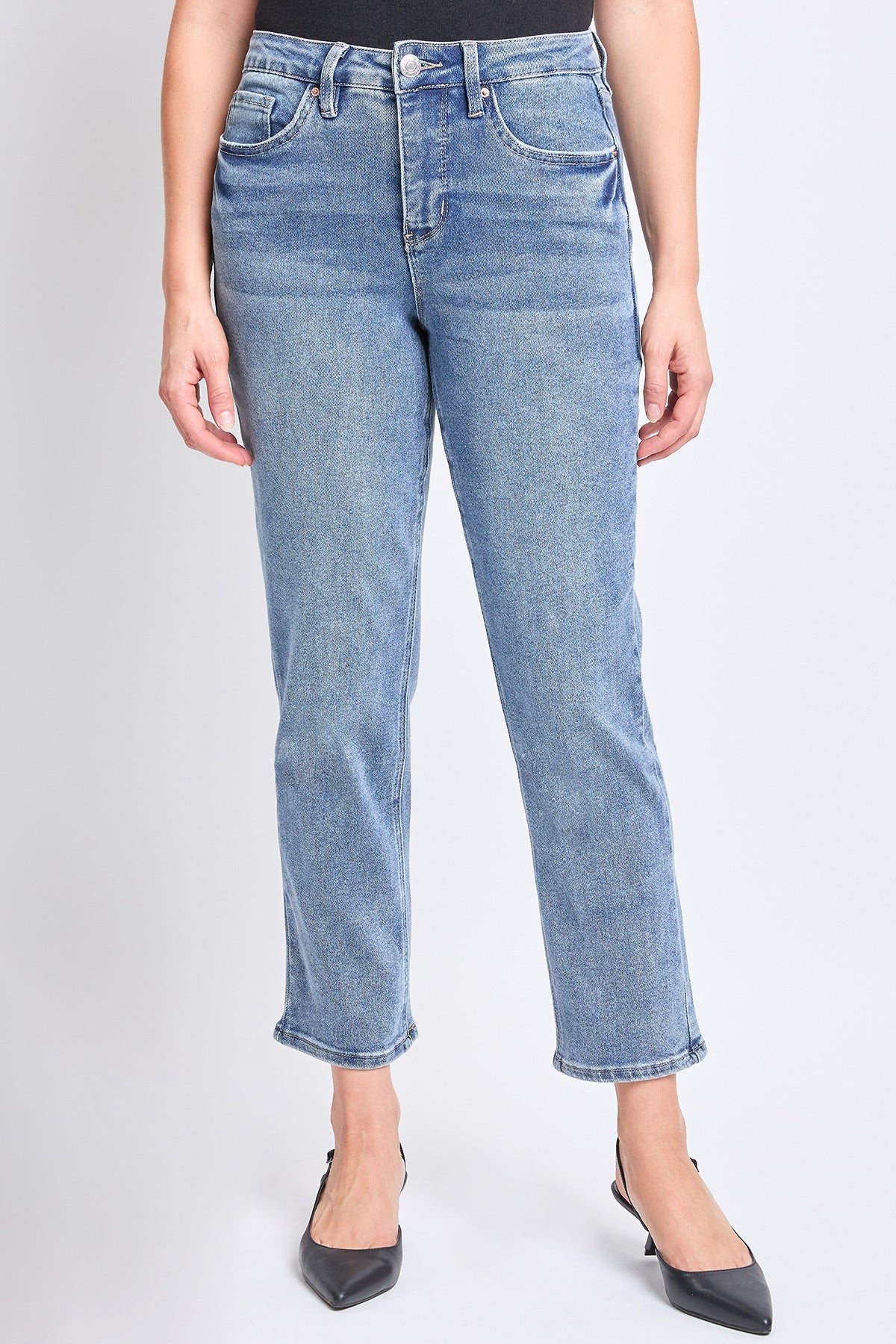 Women's High Rise Vintage Slim Straight Jeans in M Medium Blue - High-Waisted - Women High Jeans (bottom)