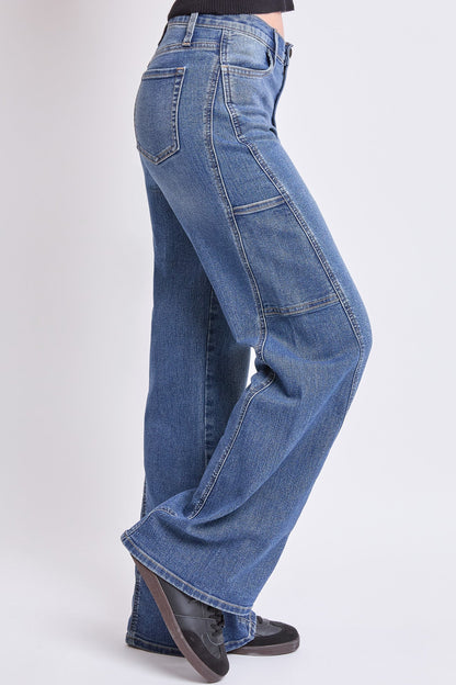 Women's High Rise Wide Leg Cargo Jeans in N Indigo Blue view 3 - High-Waisted - Women High Jeans (bottom)