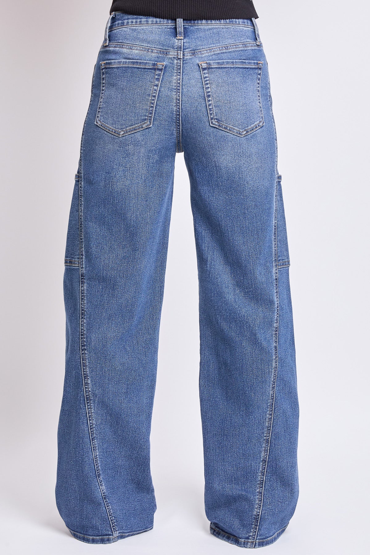 Women's High Rise Wide Leg Cargo Jeans in N Indigo Blue view 4 - High-Waisted - Women High Jeans (bottom)