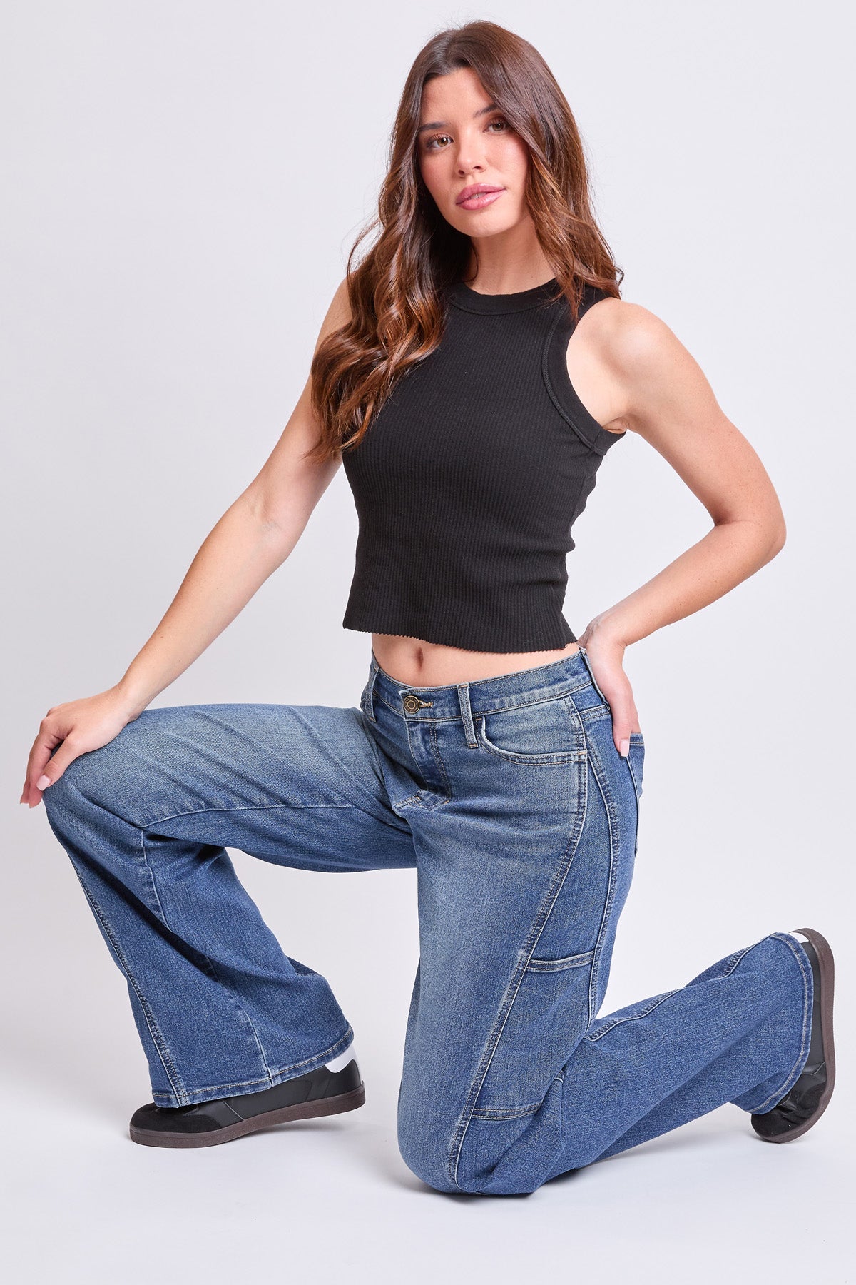 Women's High Rise Wide Leg Cargo Jeans in N Indigo Blue view 5 - High-Waisted - Women High Jeans (bottom)