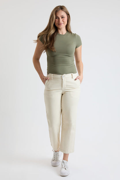 Women's High Rise Wide Leg Jeans with Elastic Back view 6 - High-Waisted - Women High Jeans (bottom)