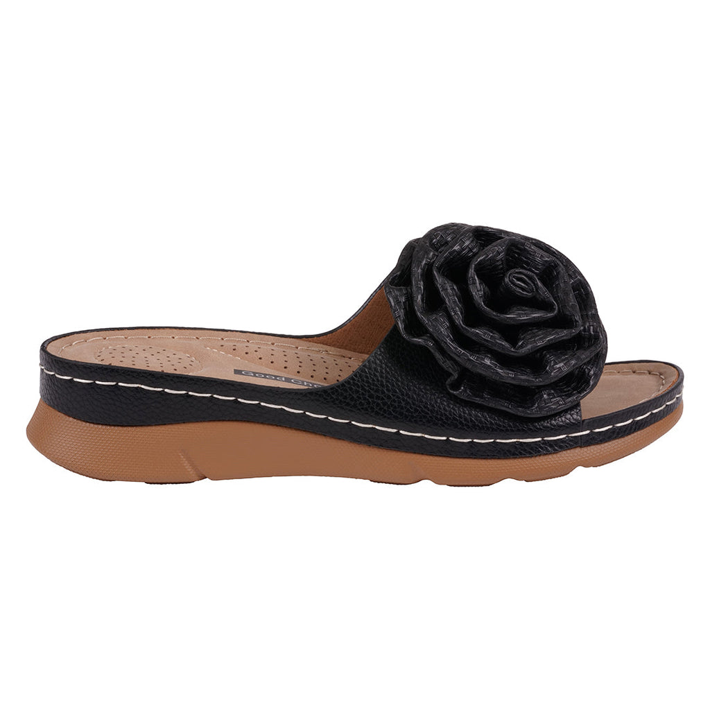 Women's Honey Black Flat Comfort Sandals Black view 2 (shoe) - comfort sandals, flat comfort sandals - shop at us.meeeshop