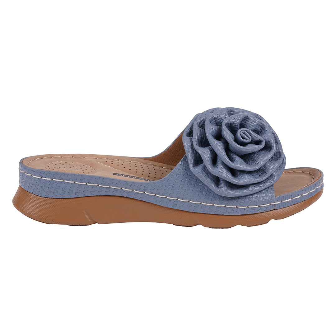 Women's Honey Blue Flat Comfort Sandals Blue view 2 (shoe) - comfort sandals, flat comfort sandals - shop at us.meeeshop