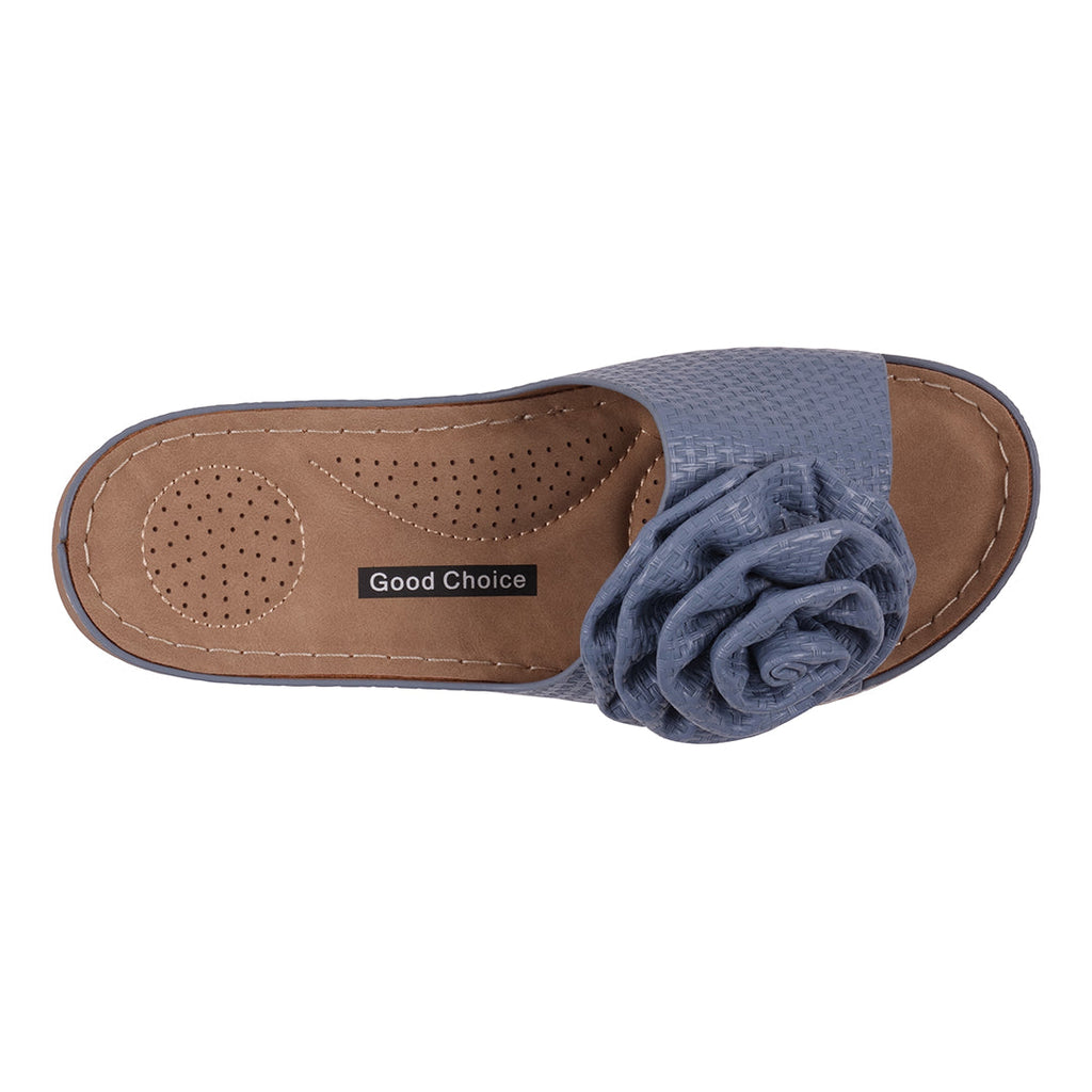 Women's Honey Blue Flat Comfort Sandals Blue view 3 (shoe) - comfort sandals, flat comfort sandals - shop at us.meeeshop