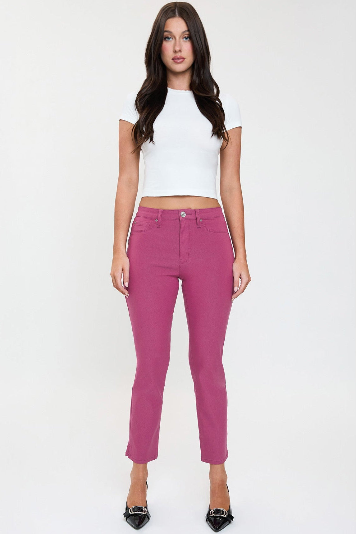 Women's Hyperstretch Cropped Straight Pants in Dark Berry view 18 - Comfort Stretch (bottom)