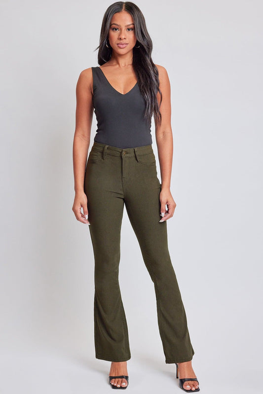 Women's Hyperstretch Flare Pants in Dark Olive - Comfort Stretch (bottom)