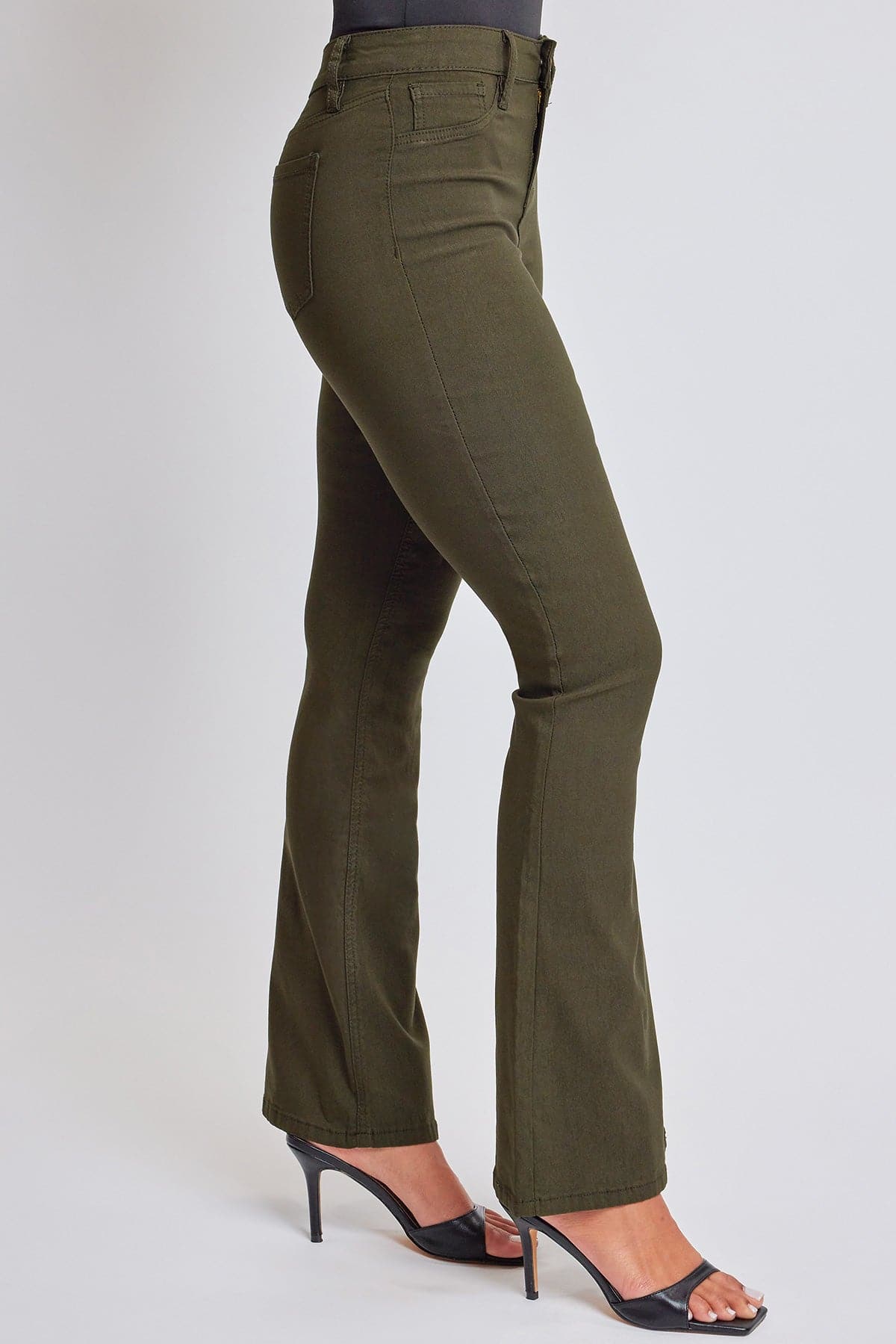 Women's Hyperstretch Flare Pants in Dark Olive view 3 - Comfort Stretch (bottom)