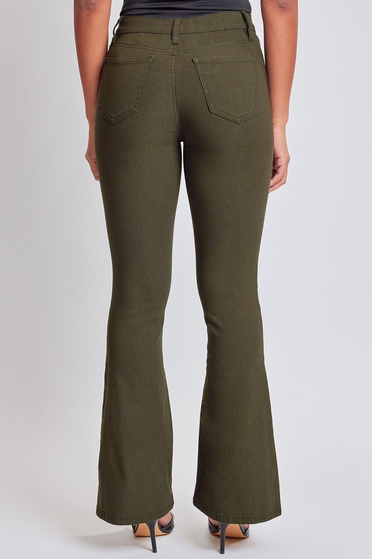 Women's Hyperstretch Flare Pants in Dark Olive view 4 - Comfort Stretch (bottom)