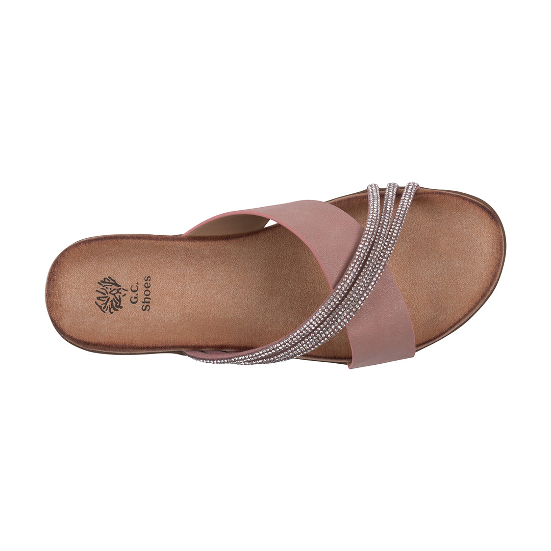 Women's Iris Blush Embellished Asymmetrical Flat Sandals Blush view 2 (shoe) - women's iris flatform sa - shop at us.meeeshop