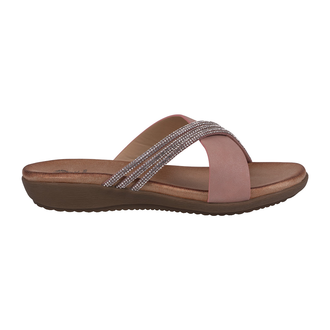 Women's Iris Blush Embellished Asymmetrical Flat Sandals Blush view 3 (shoe) - women's iris flatform sa - shop at us.meeeshop