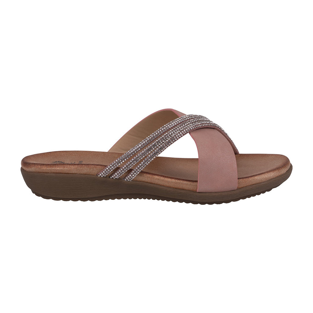 Women's Iris Blush Embellished Asymmetrical Flat Sandals Blush view 3 (shoe) - women's iris flatform sa - shop at us.meeeshop