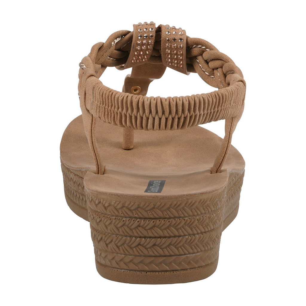Women's Ivana Tan Embellished Cross Strap Wedge Sandals Tan view 4 (shoe) - wedge sandals, strap wedge  - shop at us.meeeshop