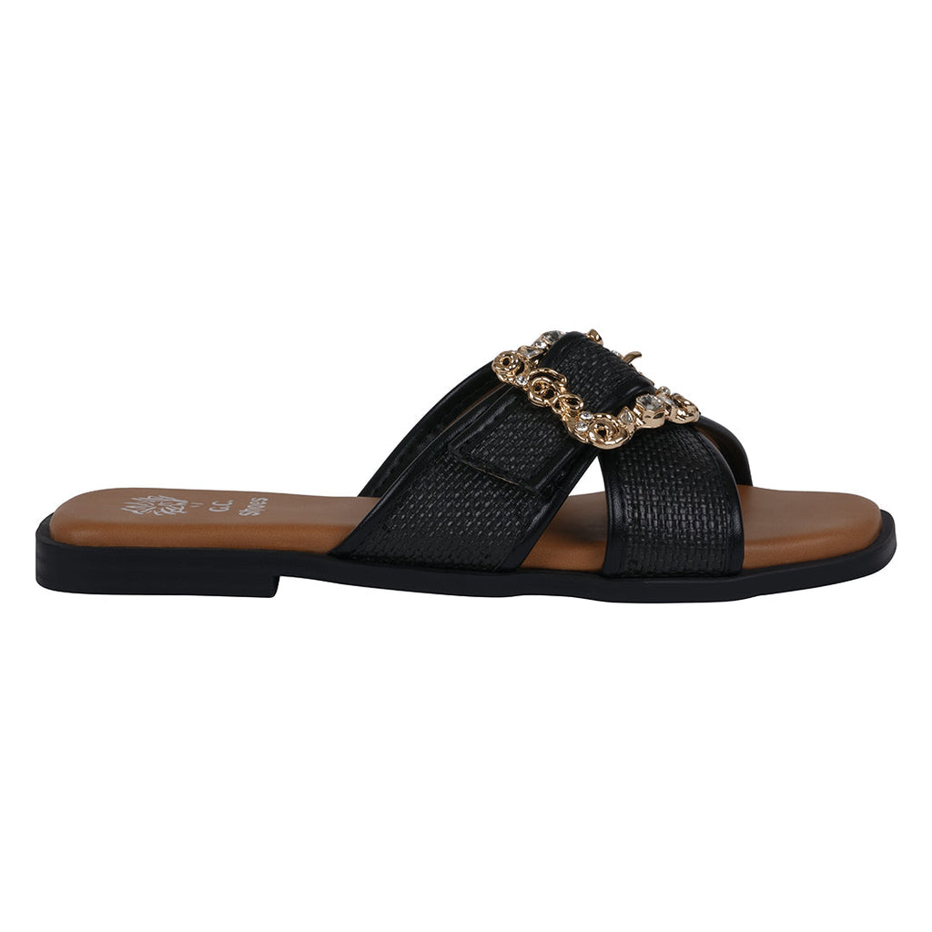 Women's Ivy Black Woven Flat Sandals Black view 3 (shoe) - women's ivy sandals universal thread, women' - shop at us.meeeshop