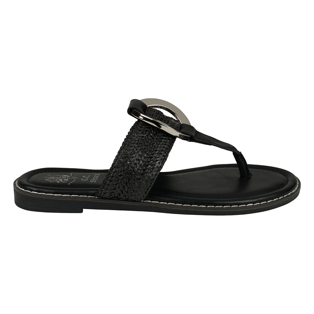 Women's Jovie Black Thong Flat Sandals Black view 2 (shoe) - flat sandals, thong flat sandals - shop at us.meeeshop
