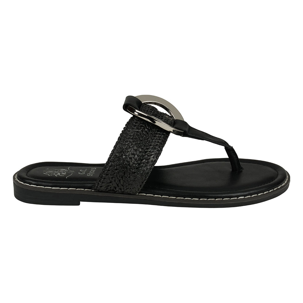 Women's Jovie Black Thong Flat Sandals Black view 2 (shoe) - flat sandals, thong flat sandals - shop at us.meeeshop