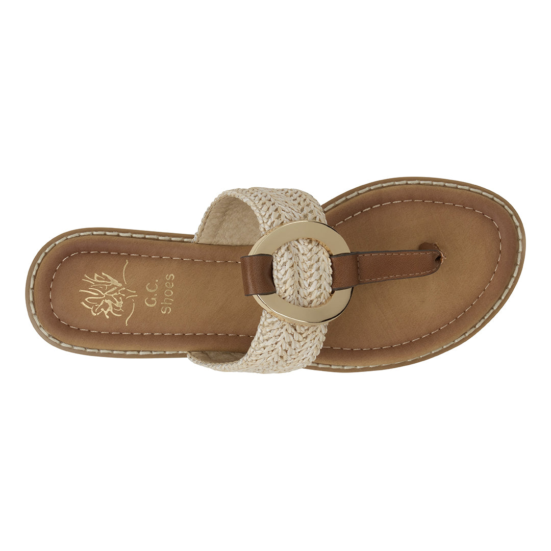 Women's Jovie Natural Thong Flat Sandals Natural view 3 (shoe) - flat sandals, thong flat sandals - shop at us.meeeshop