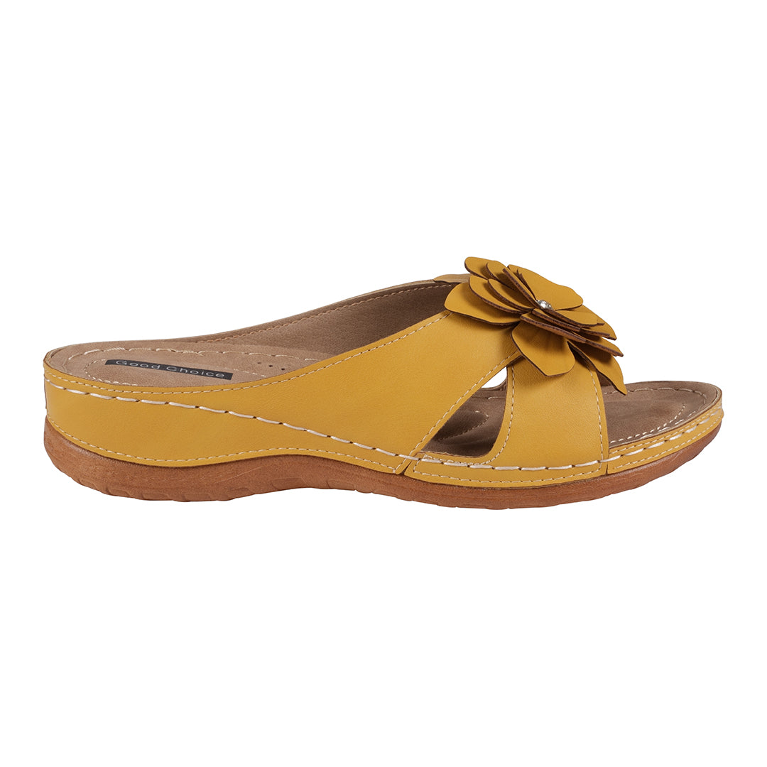 Women's Joy Yellow Flower Flat Sandals Yellow view 2 (shoe) - women's joy shoes, women's joy bee sandal - shop at us.meeeshop
