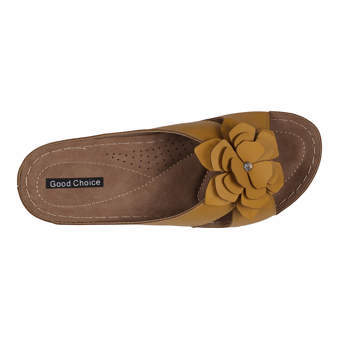 Women's Joy Yellow Flower Flat Sandals Yellow view 3 (shoe) - women's joy shoes, women's joy bee sandal - shop at us.meeeshop