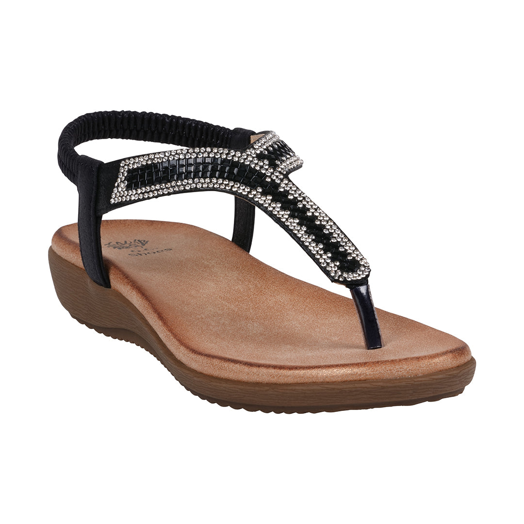 Women's Lori Black Embellished Flat Sandals Black (shoe) - women's lori's shoes, women's sandals brands - shop at us.meeeshop