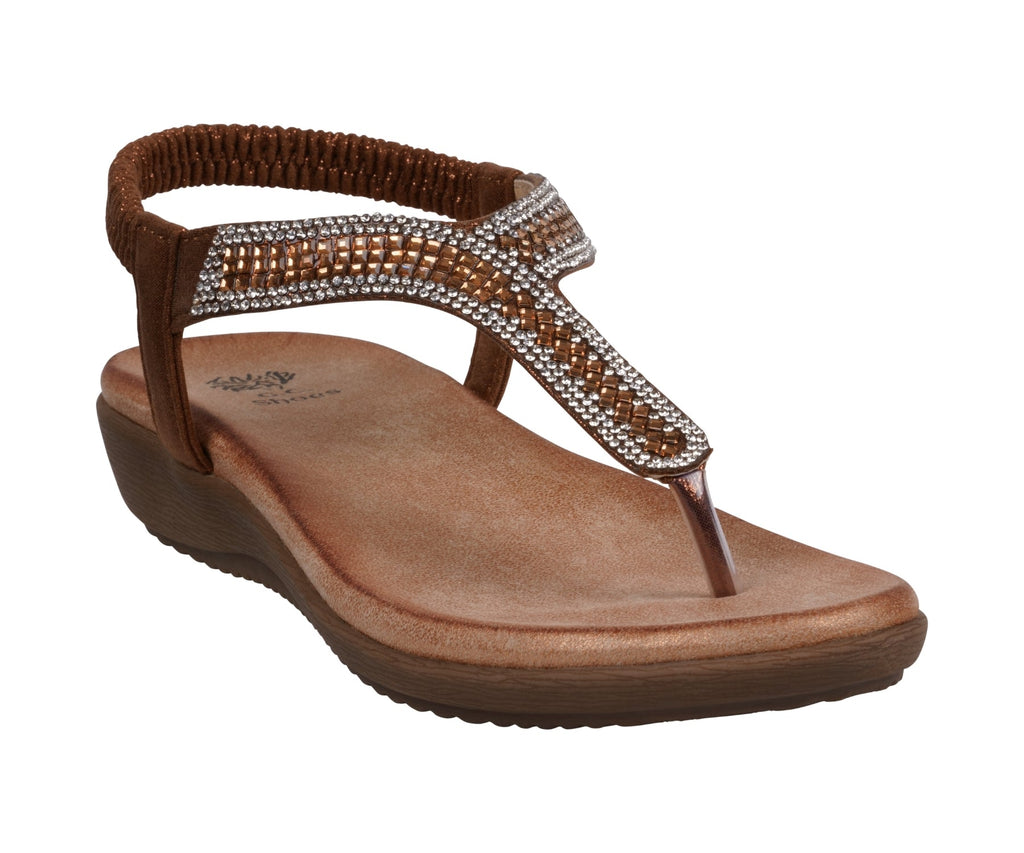 Women's Lori Bronze Embellished Flat Sandals Bronze (shoe) - women's lori's shoes, women's sandals bran - shop at us.meeeshop