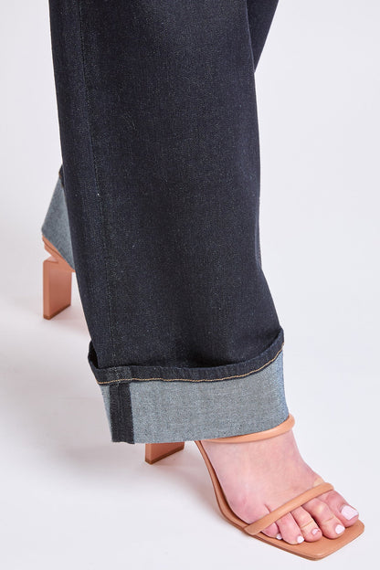 Women's Low Rise Wide Leg Cuff Jeans in D Dark Blue view 5 - Women'S Low Jeans (bottom)