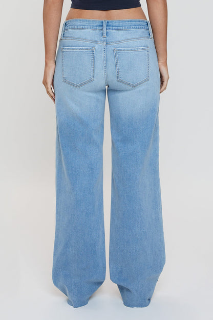 Women's Low Rise Wide Leg Jeans in L Light Blue Rips view 12 - Women'S Low Jeans (bottom)