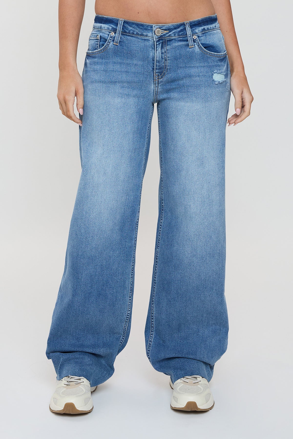 Women's Low Rise Wide Leg Jeans in M Medium Blue Rips view 16 - Women'S Low Jeans (bottom)