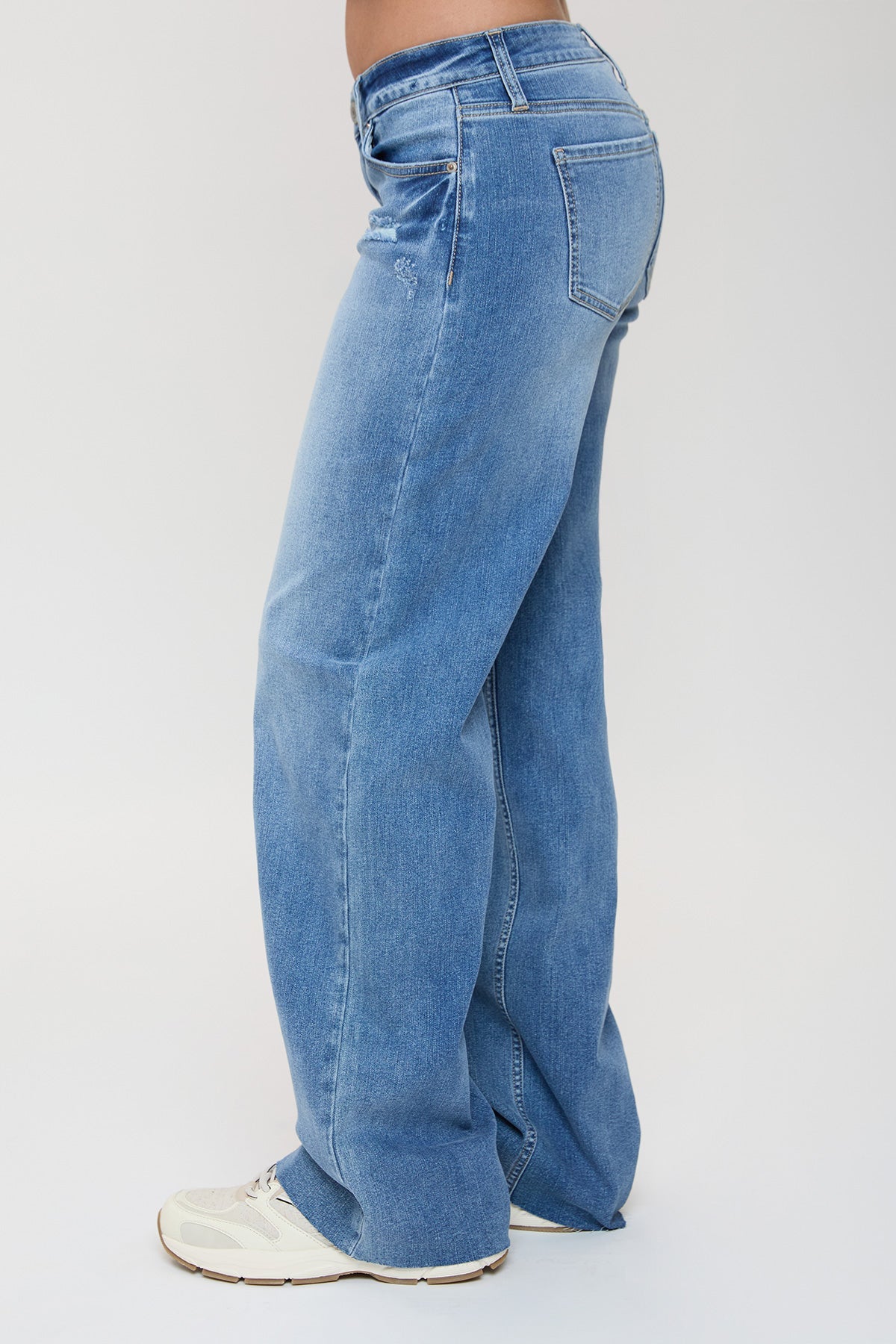 Women's Low Rise Wide Leg Jeans in M Medium Blue Rips view 17 - Women'S Low Jeans (bottom)