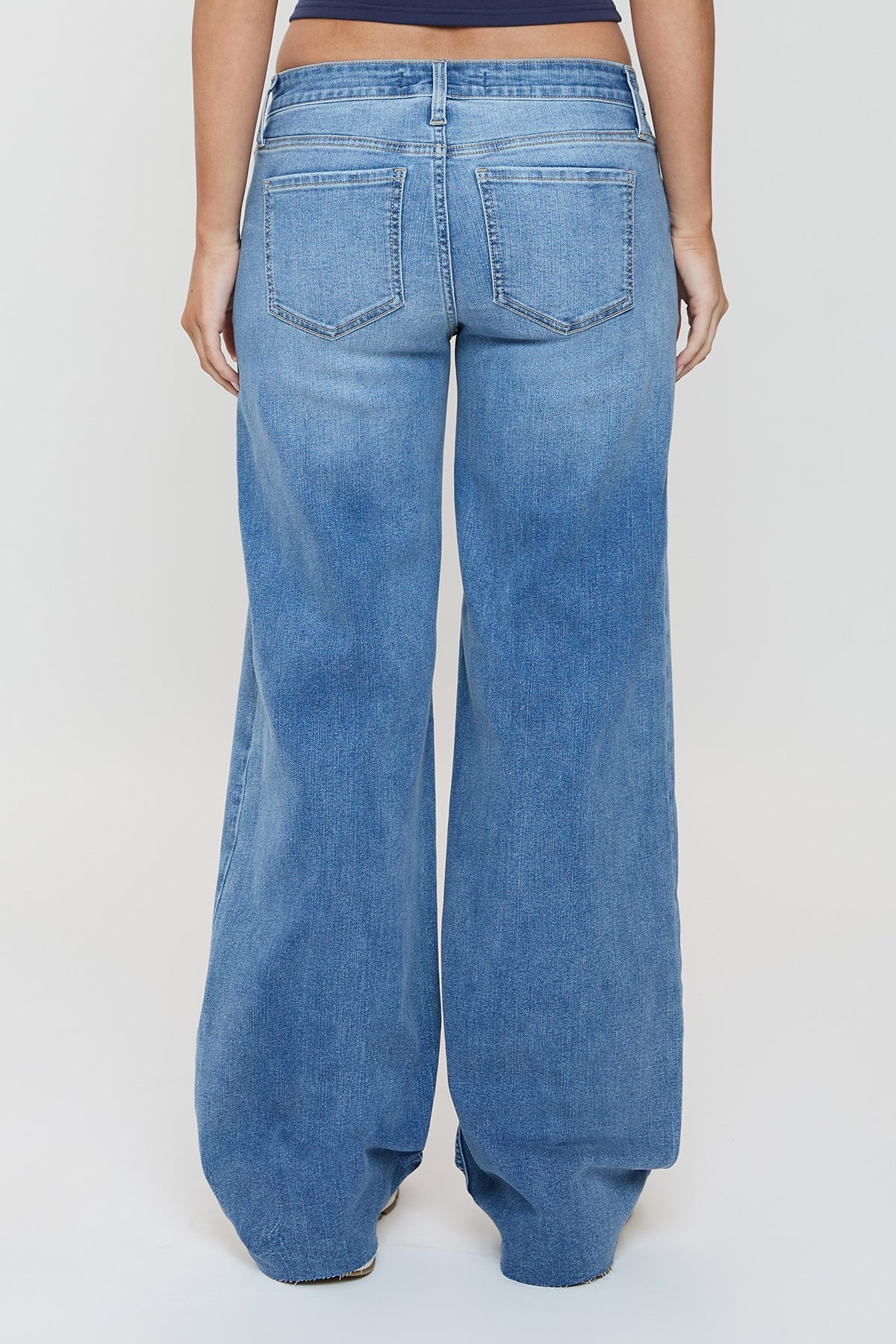 Women's Low Rise Wide Leg Jeans in M Medium Blue Rips view 18 - Women'S Low Jeans (bottom)