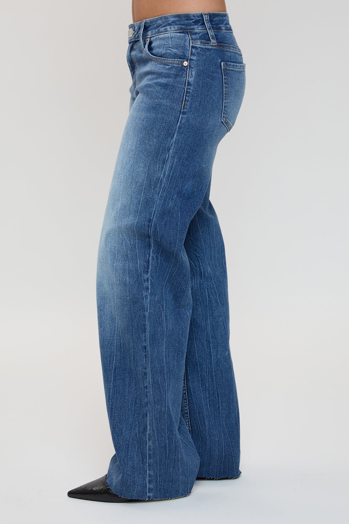 Women's Low Rise Wide Leg Jeans in S Midnight Sky Blue Rips view 3 - Women'S Low Jeans (bottom)