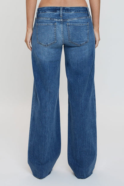 Women's Low Rise Wide Leg Jeans in S Midnight Sky Blue Rips view 4 - Women'S Low Jeans (bottom)