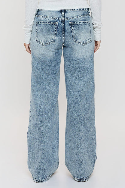 Women's Low Rise Wide Leg Rigid Jeans in C Sky Blue Rips view 5 - Women'S Low Jeans (bottom)