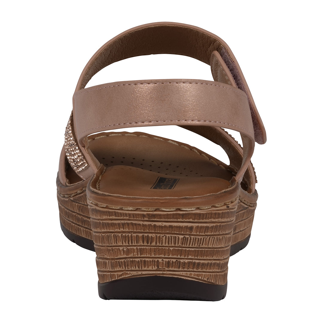 Women's Lux Blush Embellished Velcro Wedge Sandals Blush view 4 (shoe) - women's luxury sandals, luxury - shop at us.meeeshop