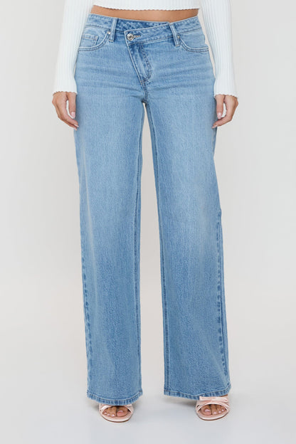 Women's Luxe Asymmetrical Wide Leg Jeans in L Light Blue view 10 - Women'S Luxe Jeans (bottom)