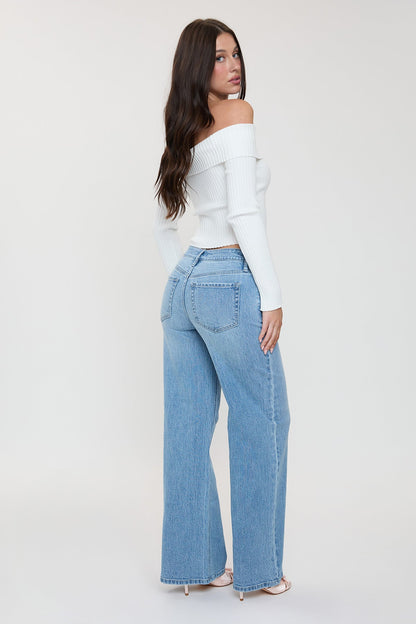 Women's Luxe Asymmetrical Wide Leg Jeans in L Light Blue view 13 - Women'S Luxe Jeans (bottom)