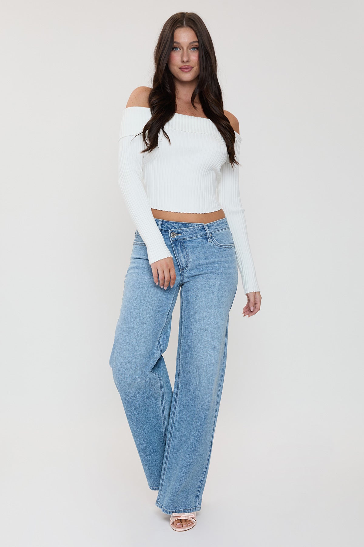 Women's Luxe Asymmetrical Wide Leg Jeans in L Light Blue view 14 - Women'S Luxe Jeans (bottom)