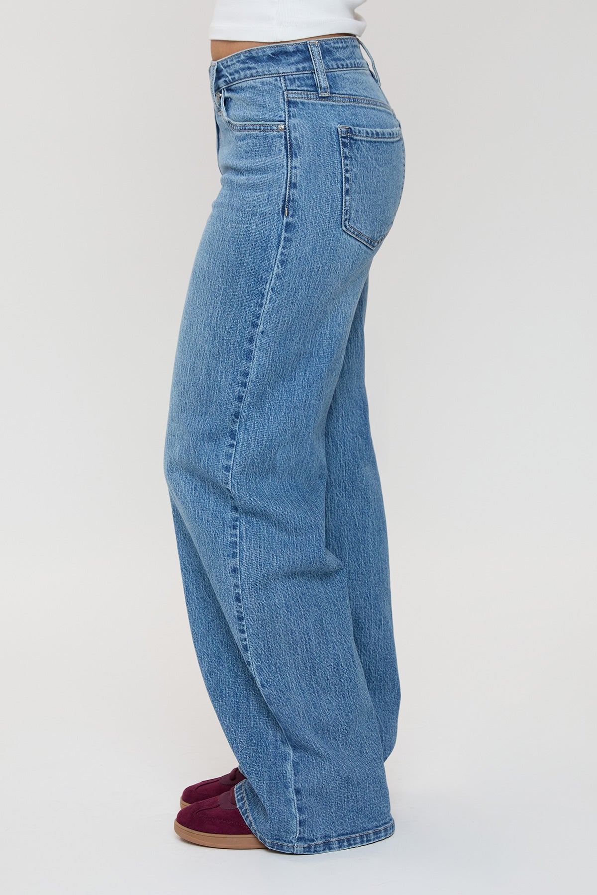 Women's Luxe Asymmetrical Wide Leg Jeans in M Medium Blue view 3 - Women'S Luxe Jeans (bottom)