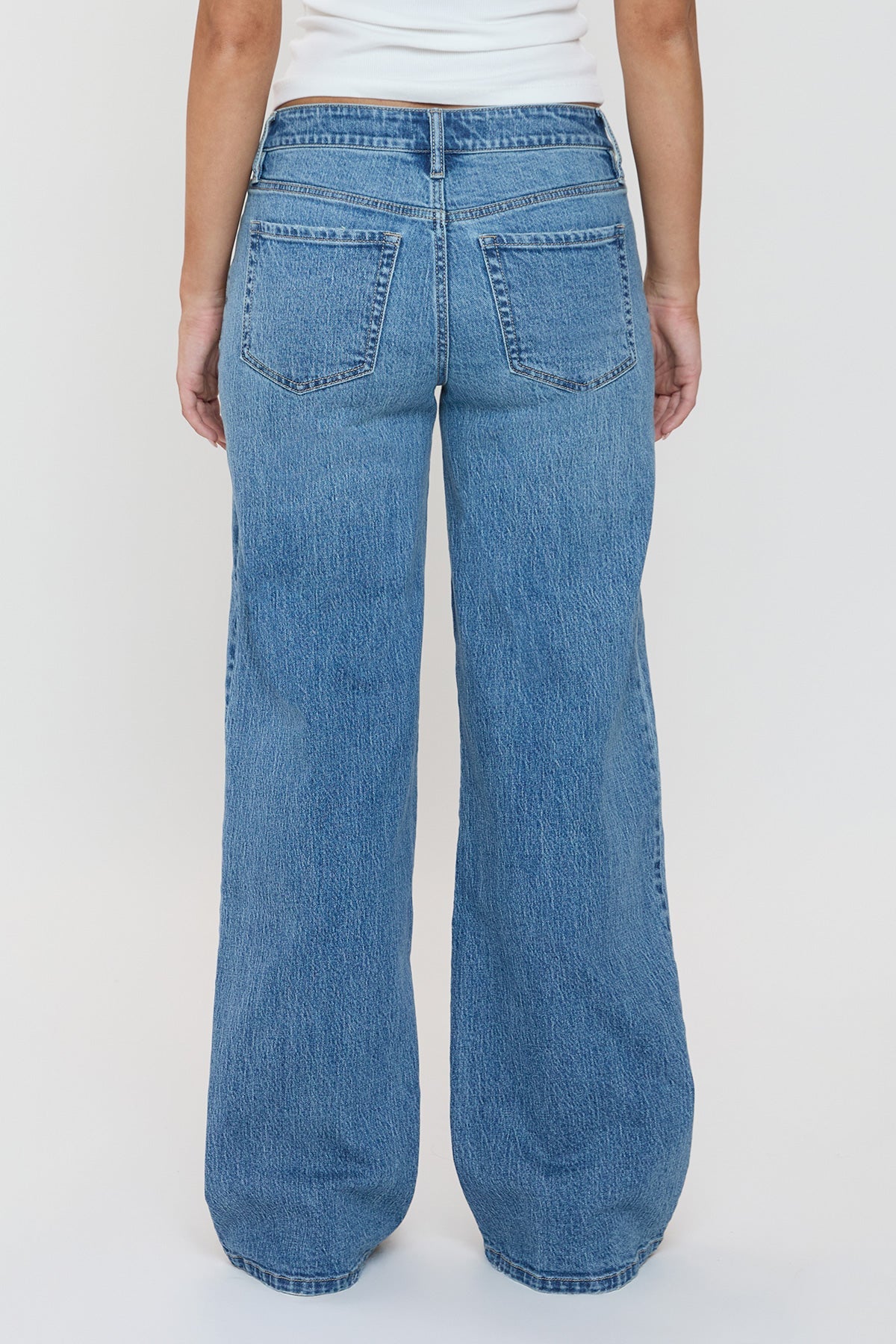 Women's Luxe Asymmetrical Wide Leg Jeans in M Medium Blue view 4 - Women'S Luxe Jeans (bottom)