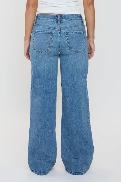 Women's Luxe Asymmetrical Wide Leg Jeans in M Medium Blue view 4 - Women'S Luxe Jeans (bottom)