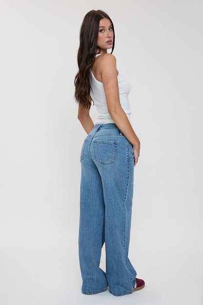 Women's Luxe Asymmetrical Wide Leg Jeans in M Medium Blue view 5 - Women'S Luxe Jeans (bottom)